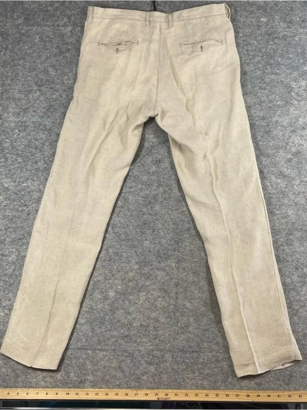Vintage Linen Pleated Dress Pants Beige 36 Quiet Luxury Trouser Made in Italy